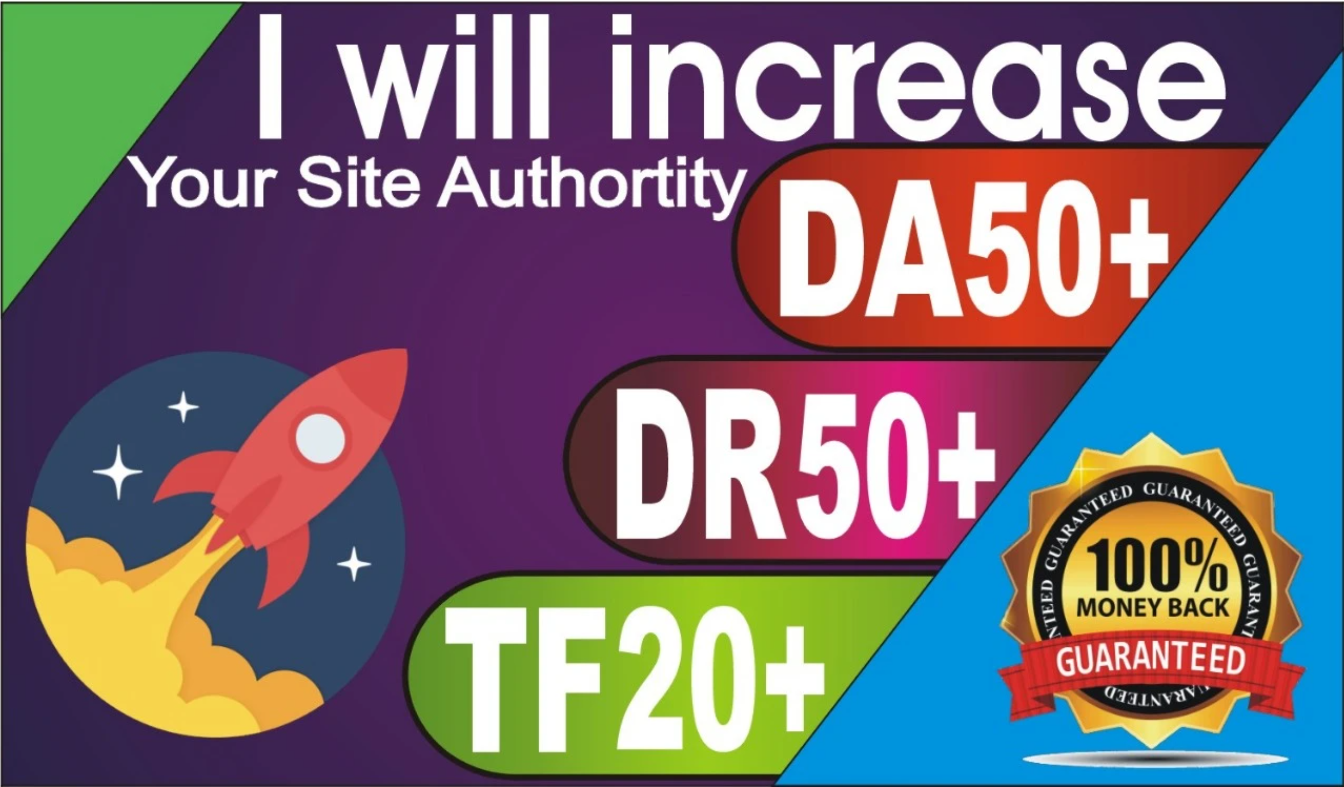 Increase your Website DA50+ DR50+ and TF25+ in 25 Day...