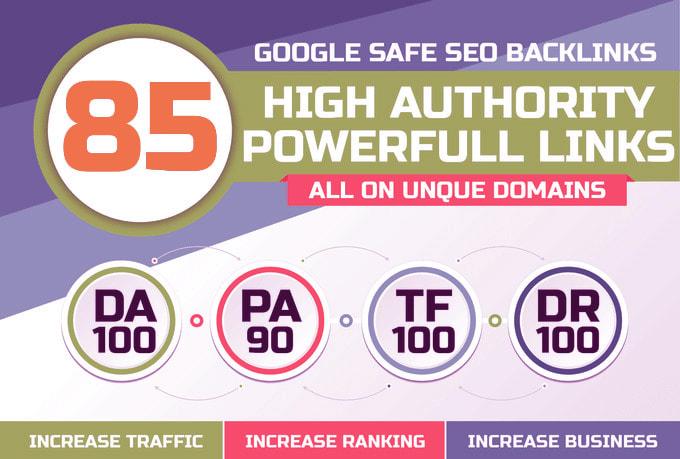 build 85 unique domain SEO backlinks on high tf and d...