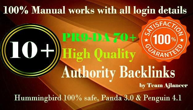 10+ PR9 DA 70+ backlinks for your site
