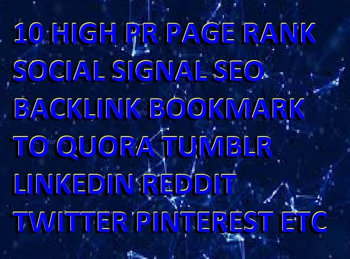 10 HIGH PR PAGE RANK SOCIAL SIGNAL SEO BACKLINK BOOKM...