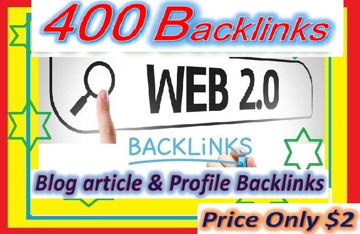 Will Provide 400 Web 2.0 High PR Backlinks for your w...
