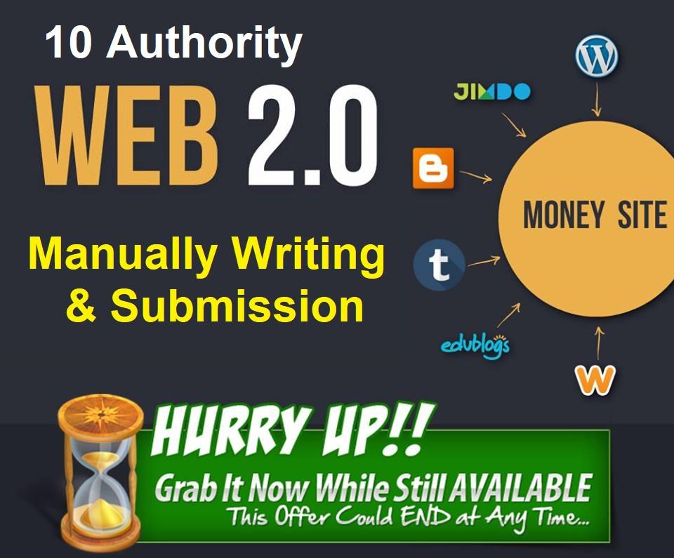 10 Authority Web 2.0 Blog Manually Submission for all...