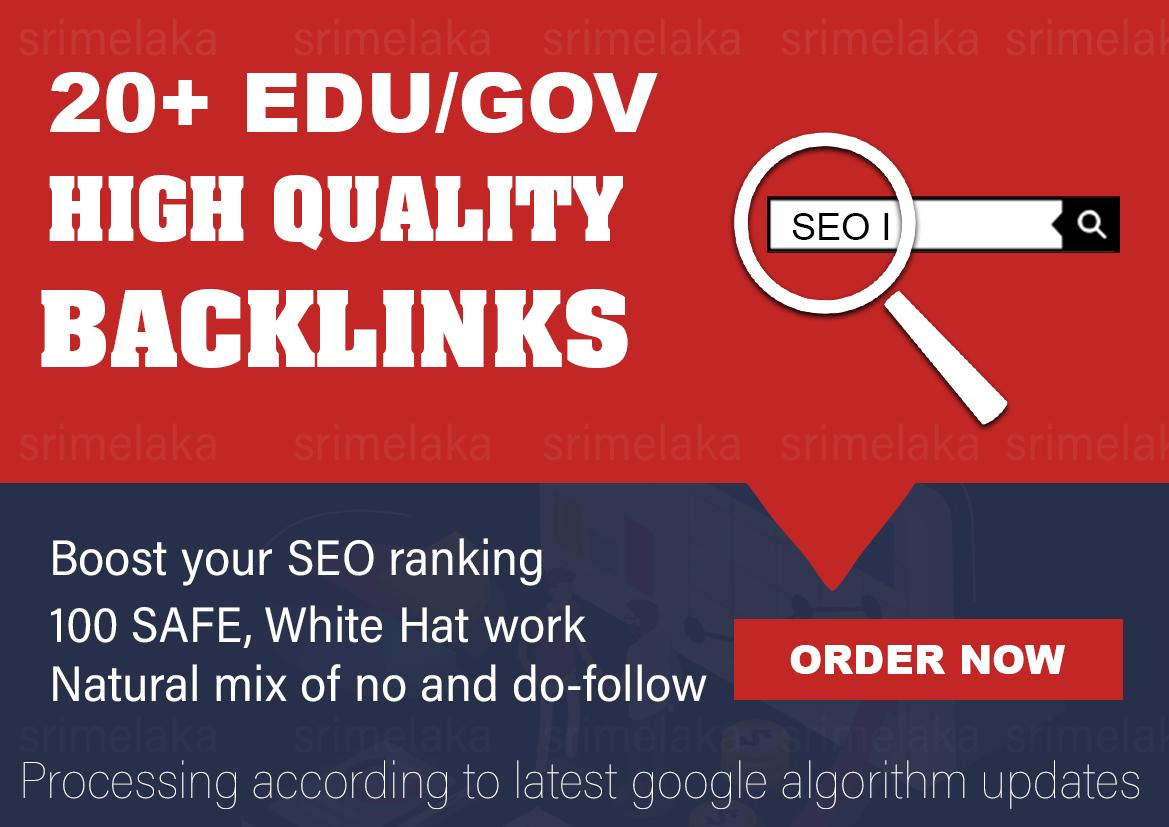 Build 20 GOV/EDU high quality backlinks to Improve yo...