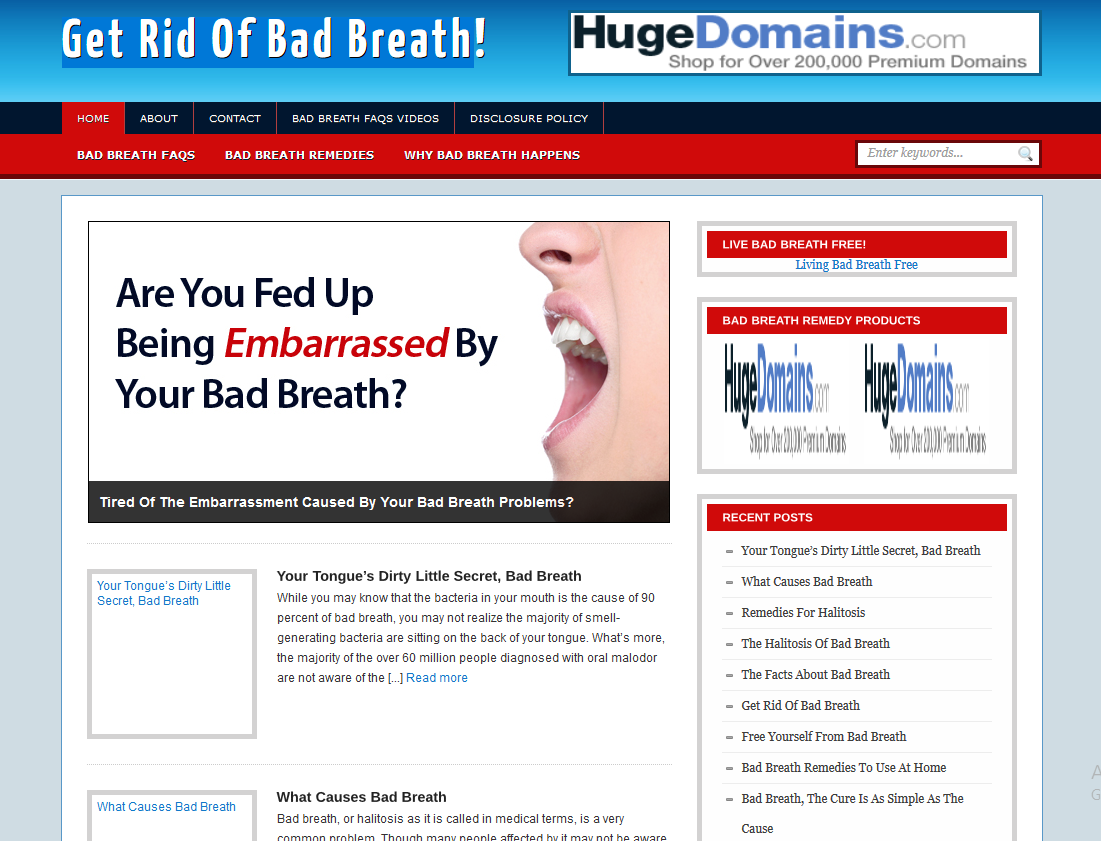 Get Rid Of Bad Breath wordpress website with tips and...