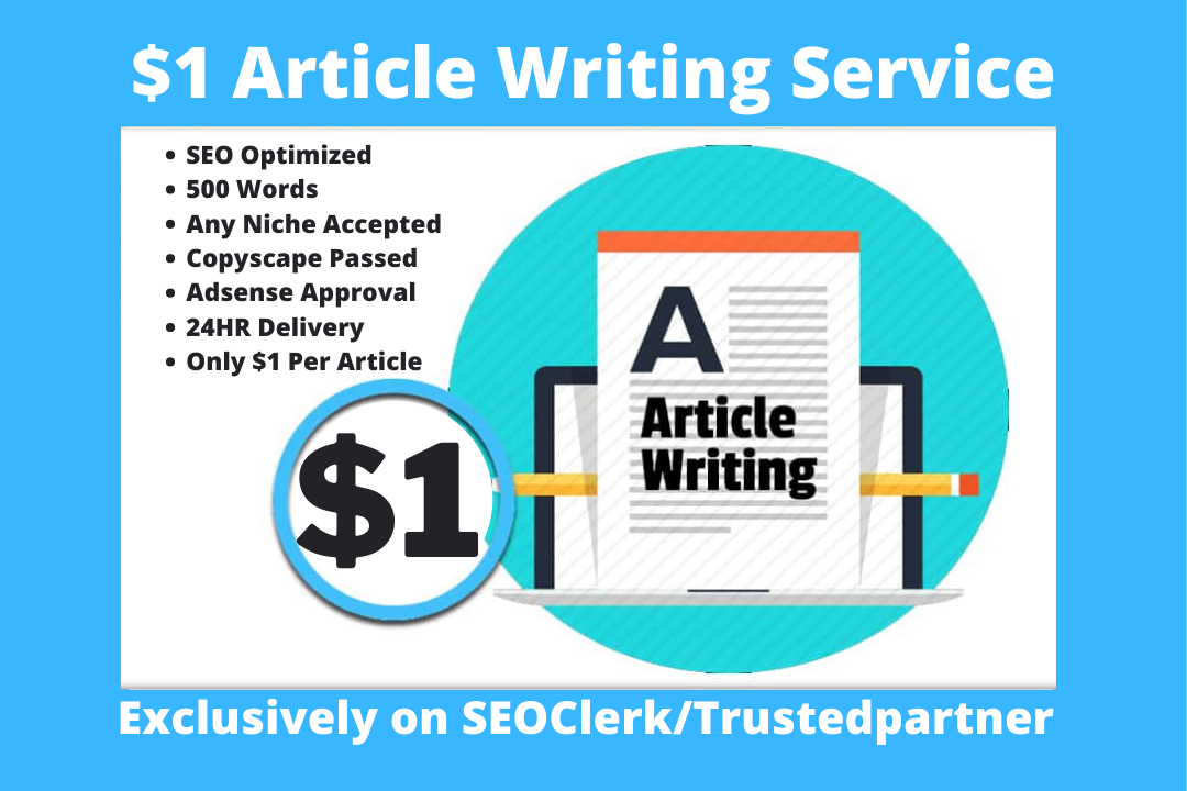 Get SEO Optimized 1 Article 500 + Words, Copyscape P...