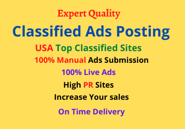 I will 50 manually post your ads on USA classified ad...