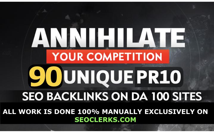 I Will MANUALLY Do 90 SEO Backlinks On DA100 UNIQUE D...