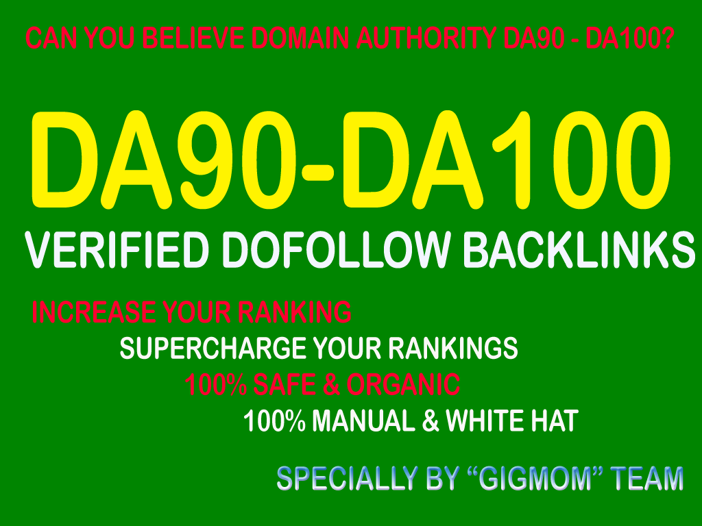 Verified 20 DA90-100 High PR Dofollow Backlinks to Ra...