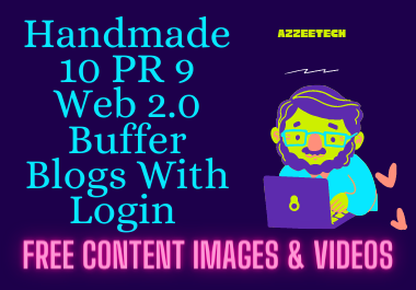 Handmade 10 PR 9 Web 2.0 Buffer Blogs With Login, Im...