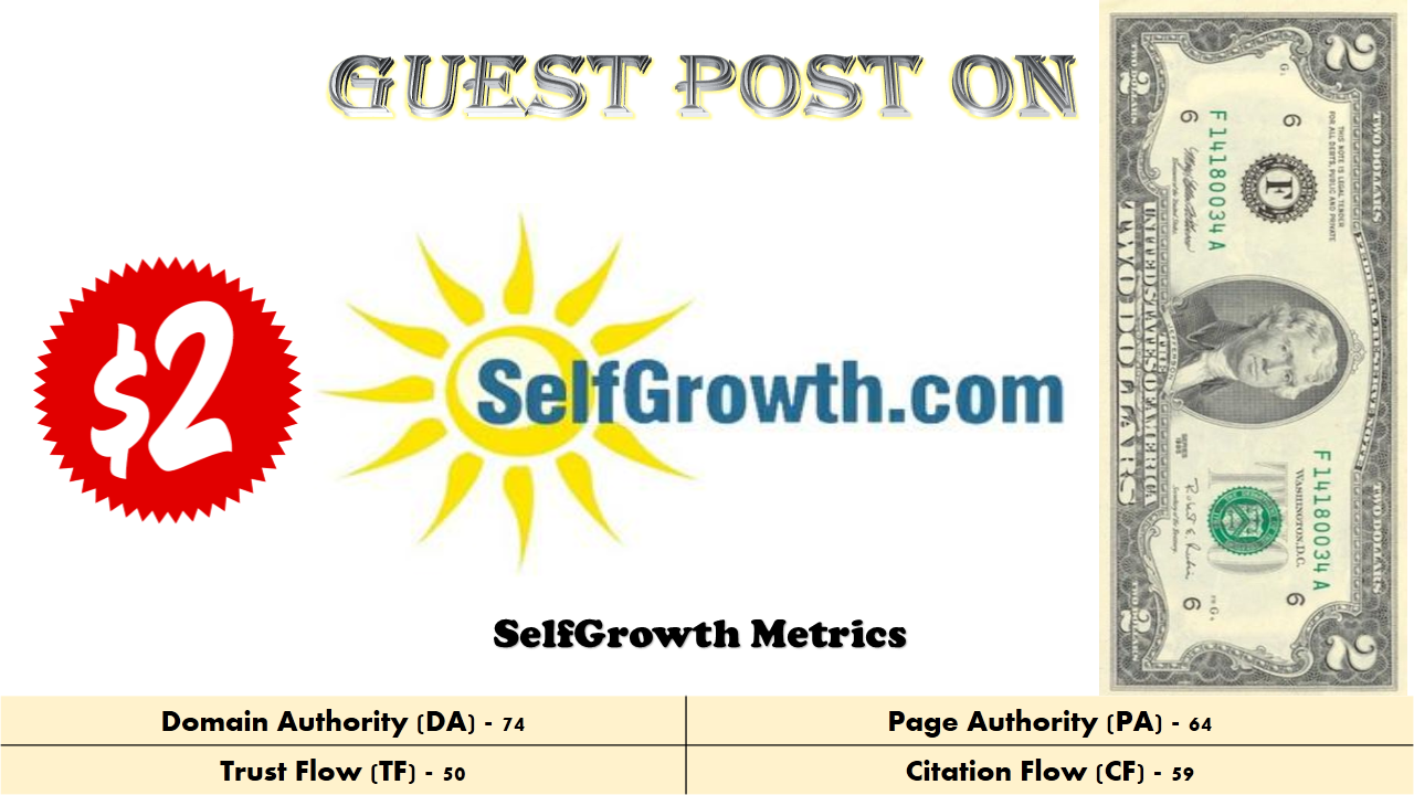 Publish Guest Post on selfgrowth da 74 with 2 Back Li...