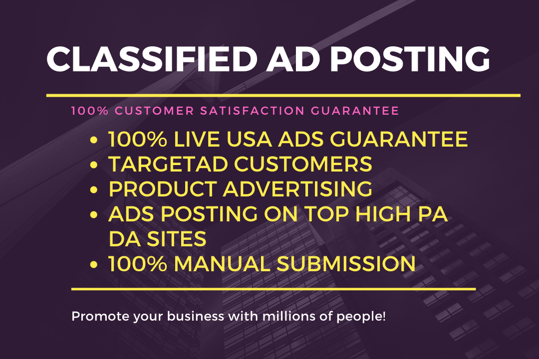 Post 80 Ads To Top Classified USA, UK, CANADA Ad Post...
