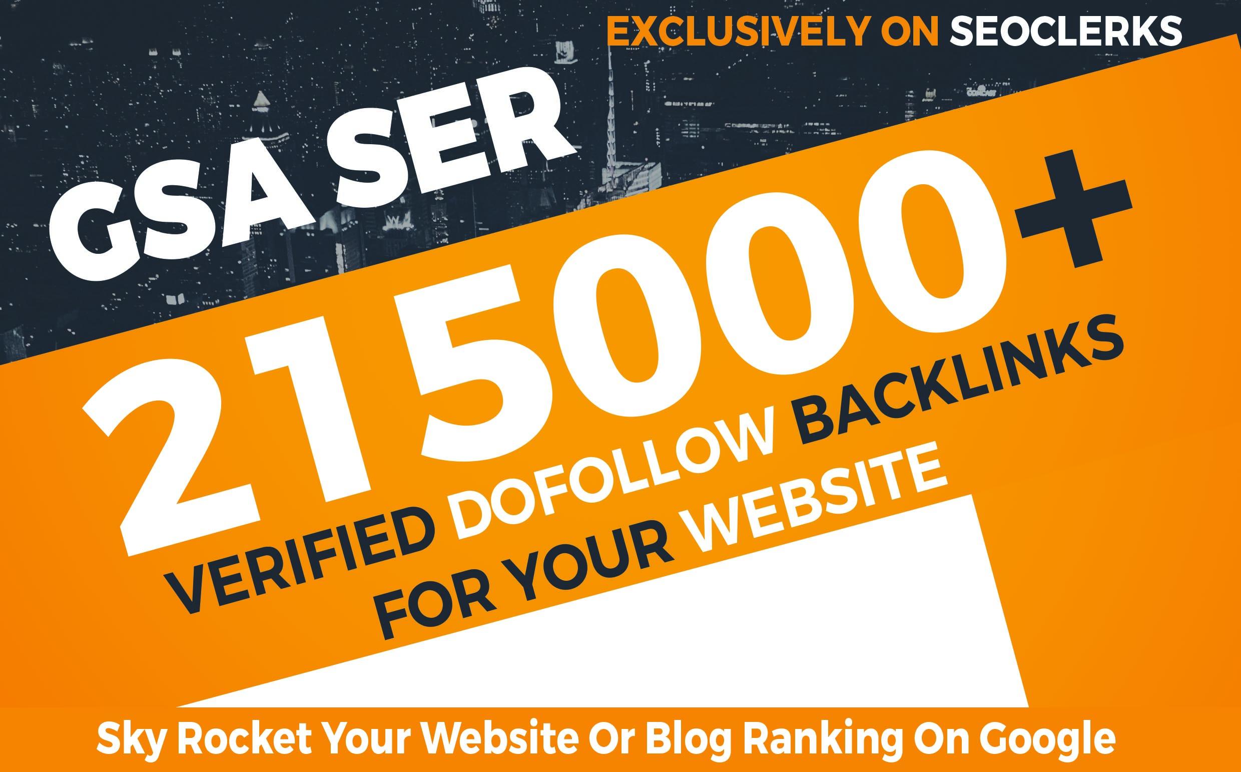 215,000+ GSA Dofollow Backlinks to Boost your Site Ra...