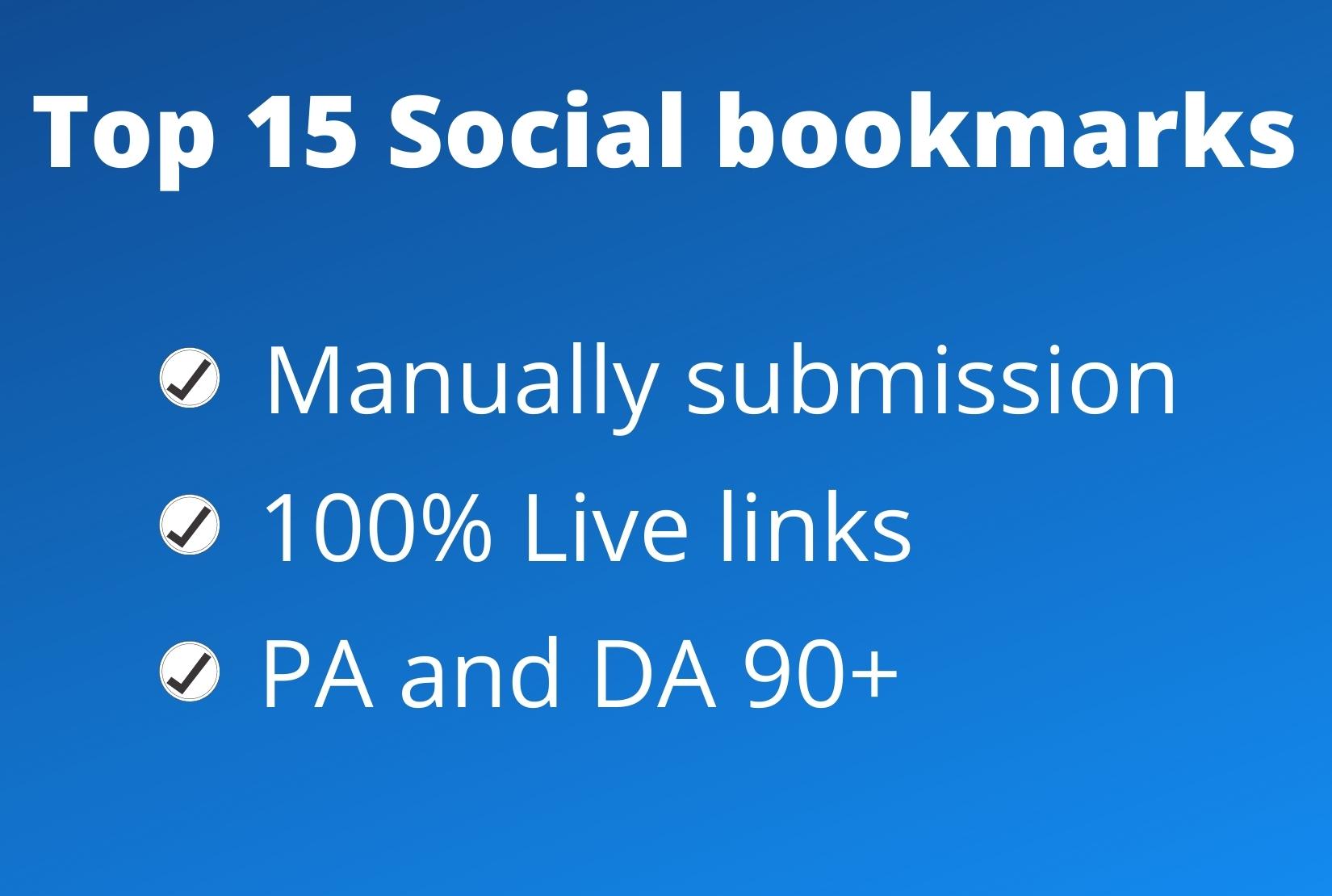 I will do Top 15 High Authority Social Bookmarking