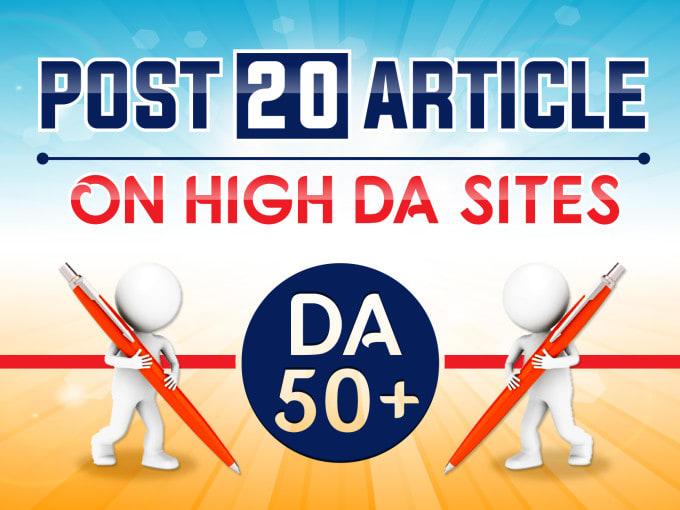 I will do 20 article submission on DA 40 with dofollo...