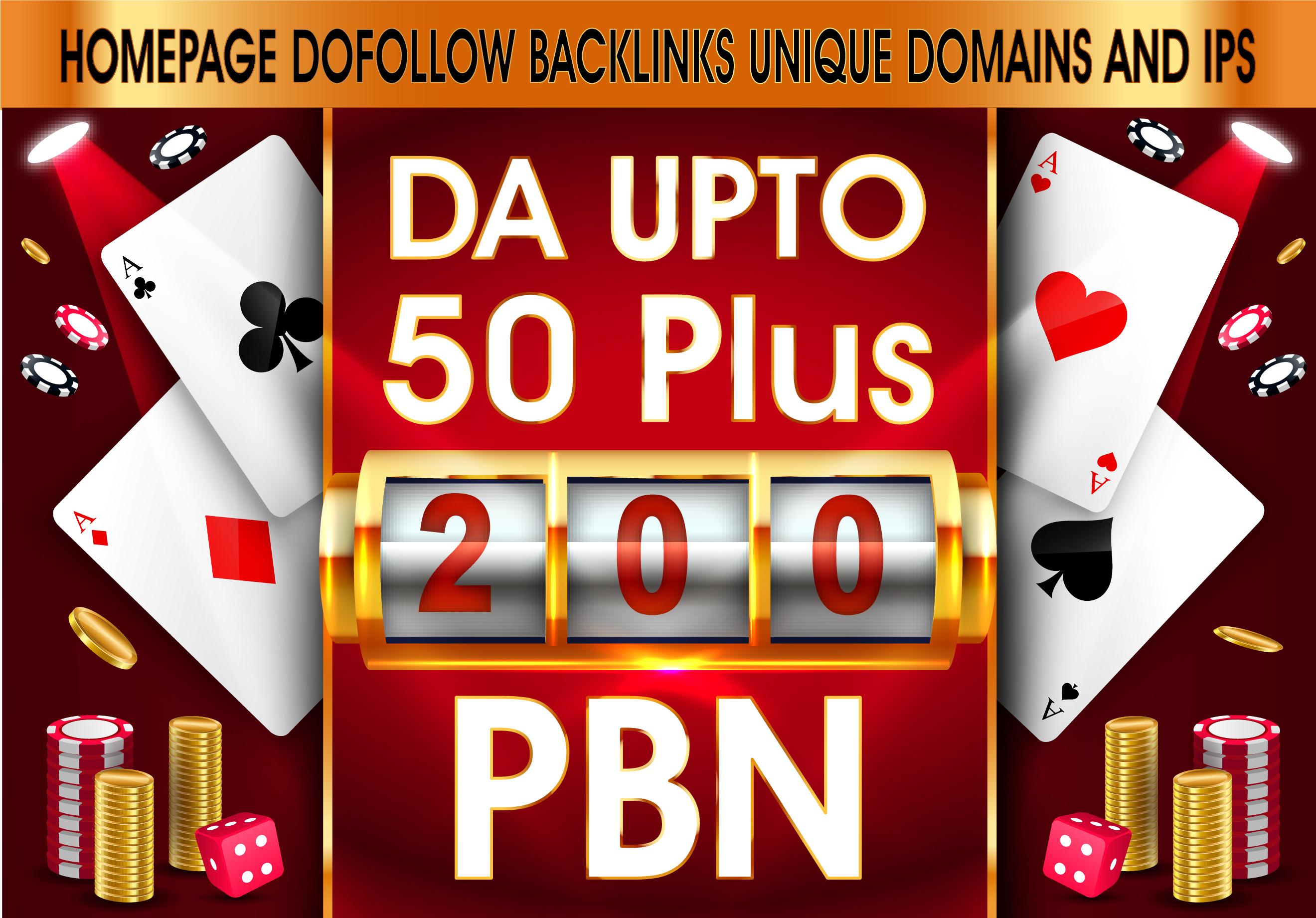Do 200 PBN DA UPTO 50+Homepage DoFollow Links for Cas...