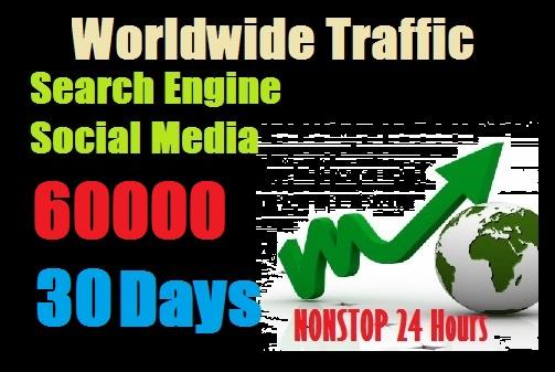 60000 Worldwide traffic from Search engine and social...
