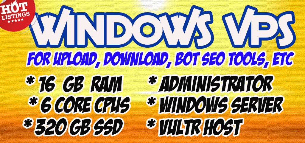 HOT SALE Windows VPS RDP 16 GB RAM 6 CPUs 320 GB SSD