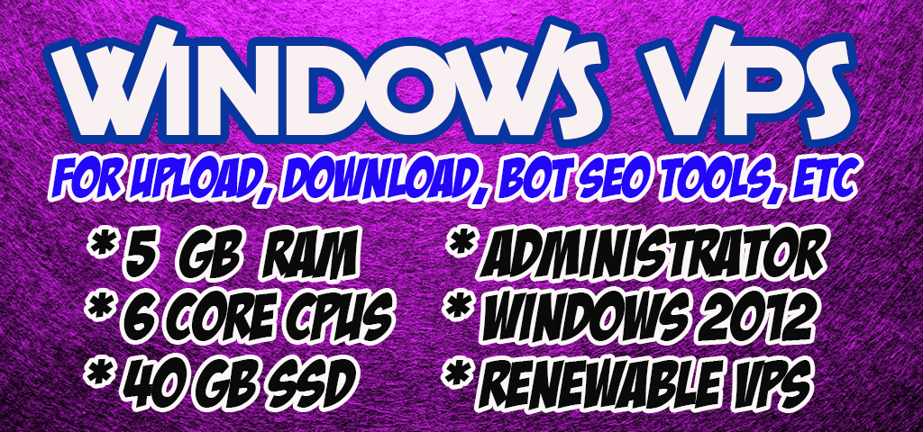 RenewabLe - WINDOWS VPS Rdp 6 Core Cpu Ram 5 GB SSD 4...