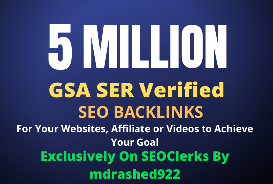 5 Million GSA SER Verified SEO Backlinks for Increase...