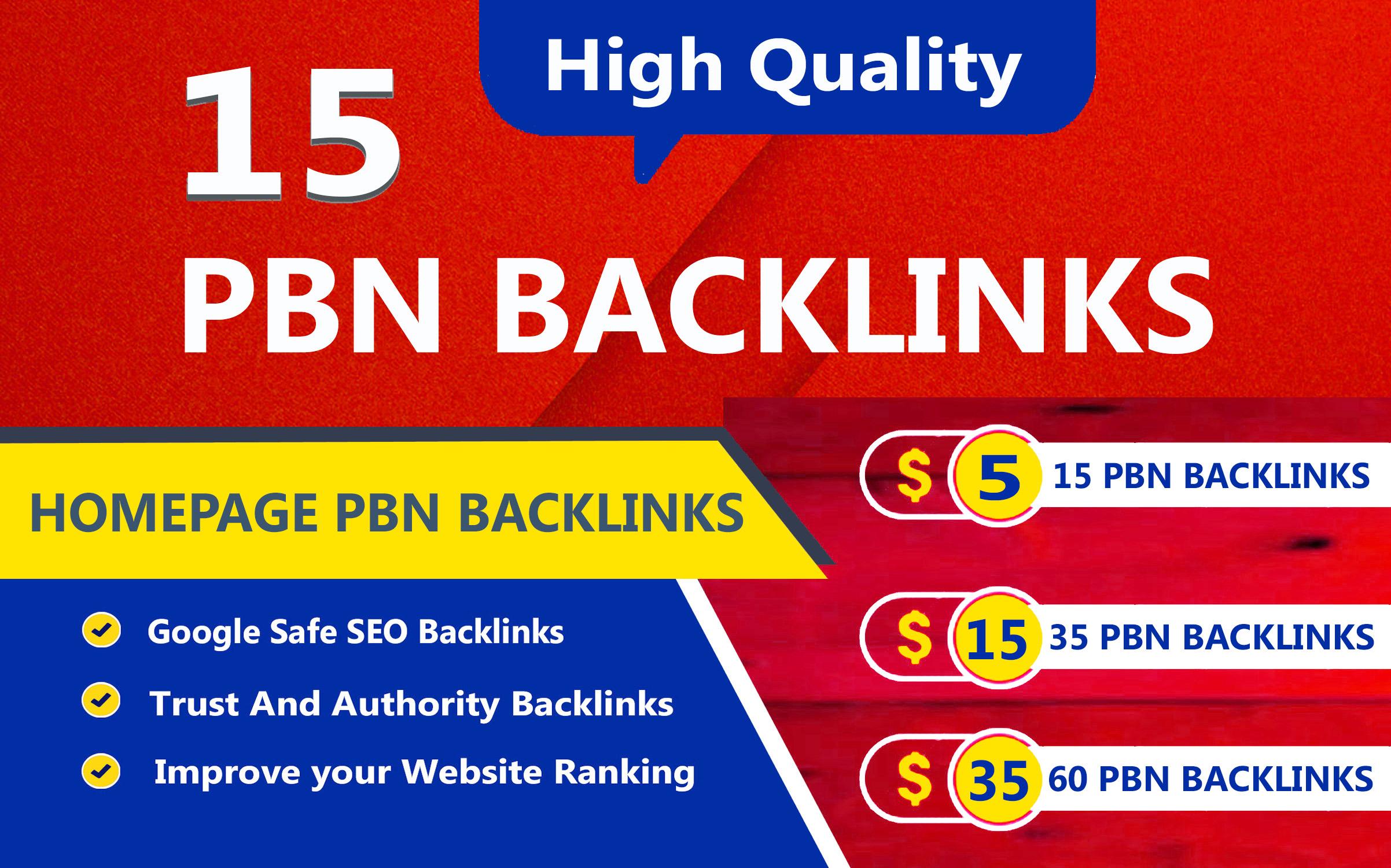Build 15 High TF CF DA PA Homepage PBN Backlinks, Do...