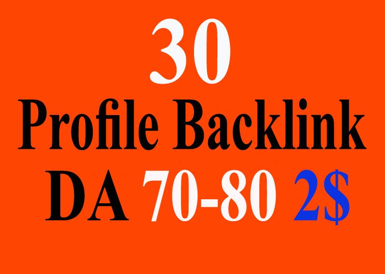 High Quality 30 High Authority Profile Backlinks 70-9...