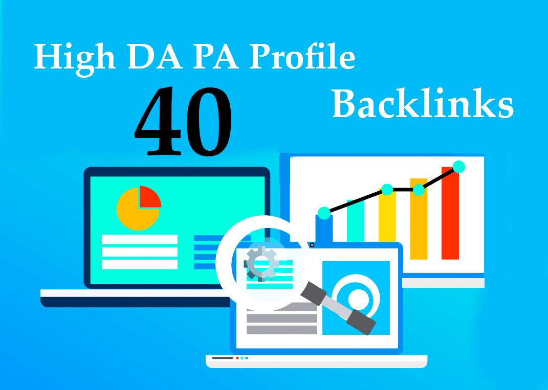 Create 40 High DA PA Profile Backlinks for google ran...