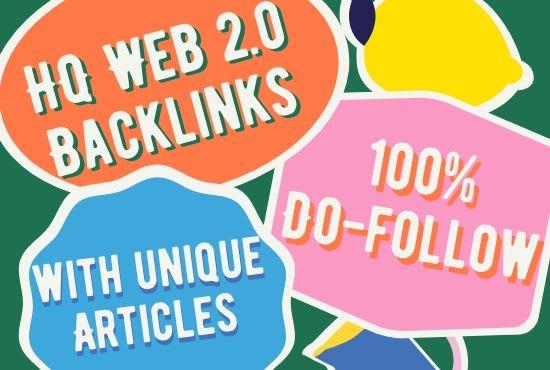 Create 20 Manual Web 2.0 Do follow 50-90+Da Backlinks...