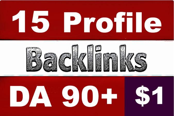 HQ 15 PR9 Profile Backlinks High 70-90 DA PA All PR-9...
