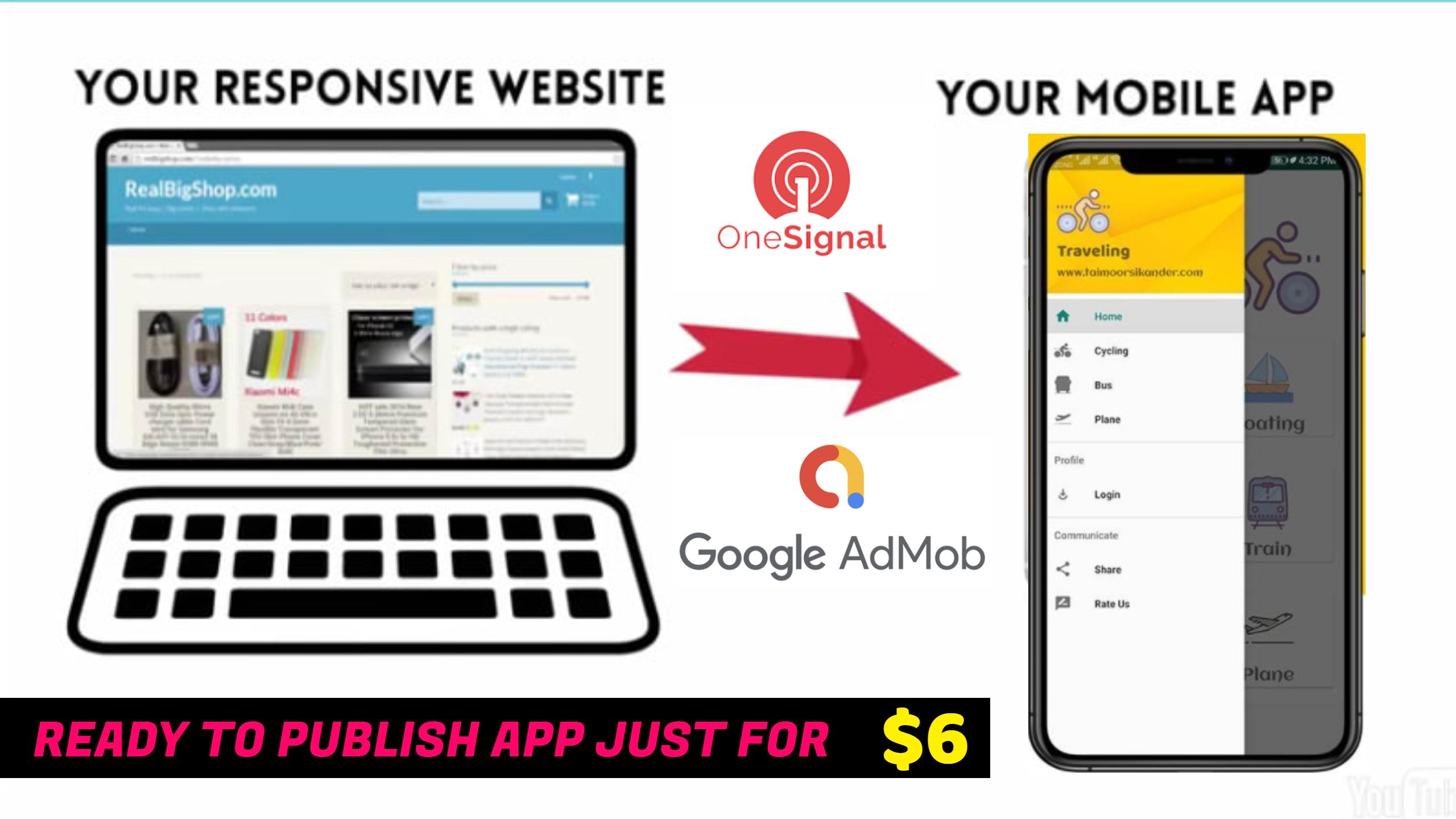 Website to Android App With Side Menu & Push Noti...