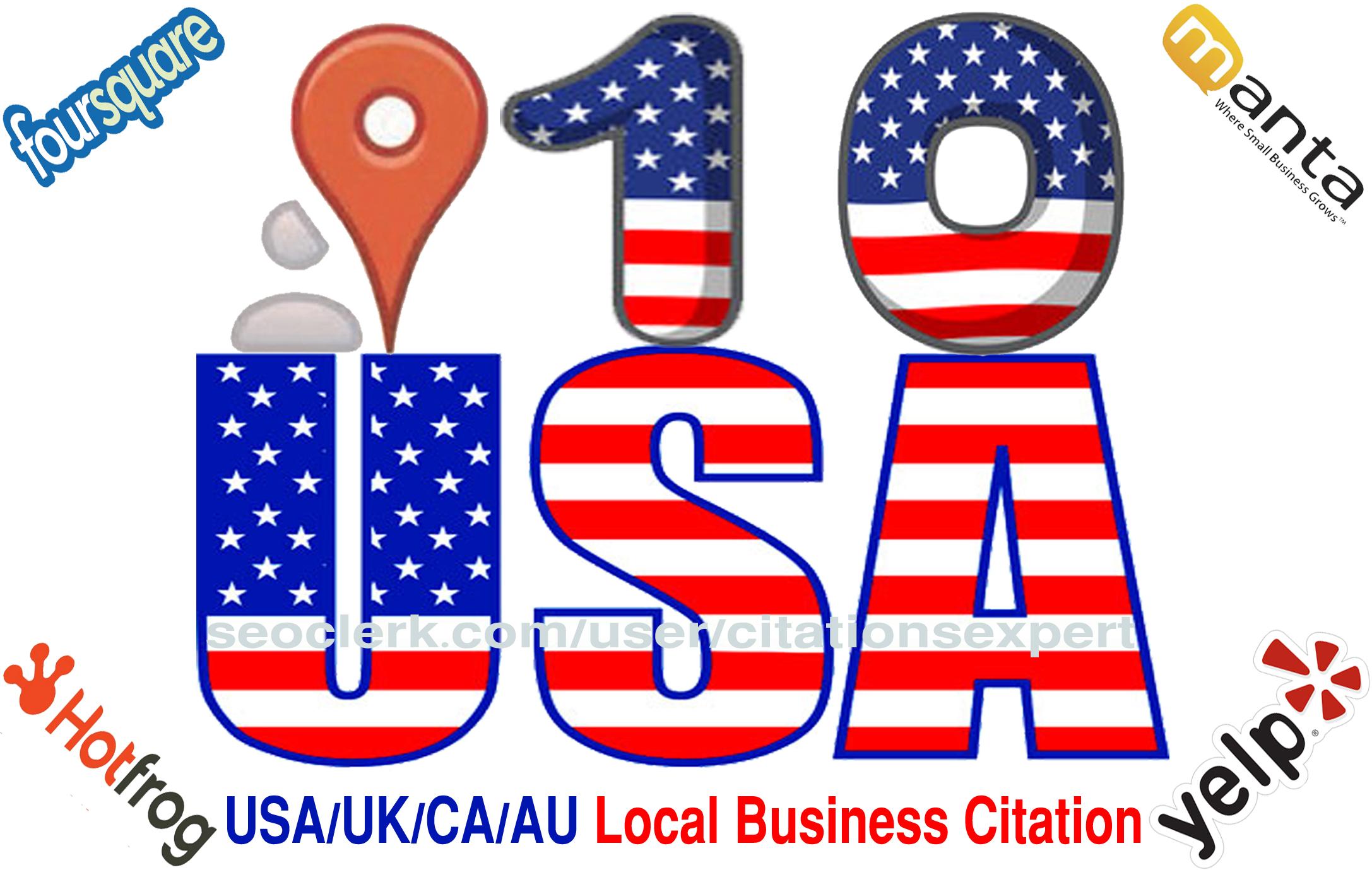 I will Submit manually TOP 10 Live USA/UK/CA/AU Local...