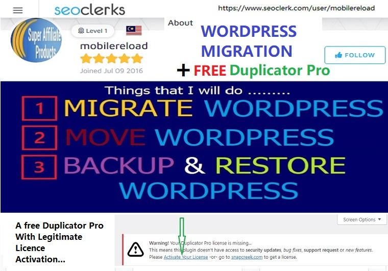 WordPress Migration And Add A Free Duplicator Pro To ...