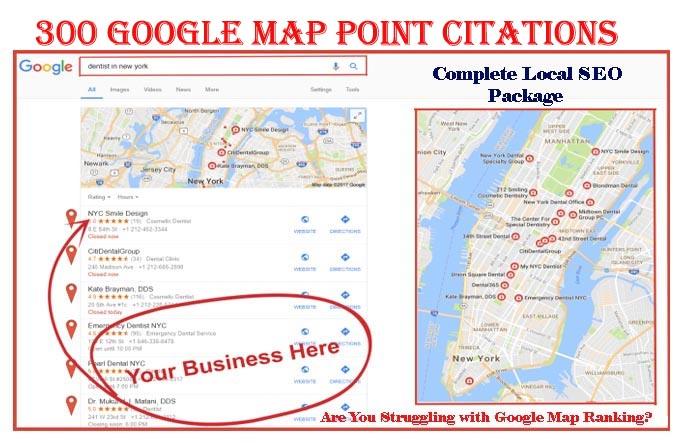 do 300 google Map point citations for any country any...