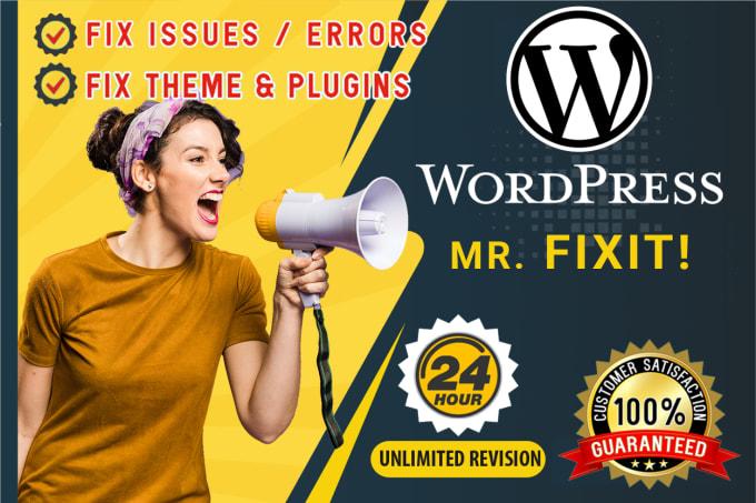 I will fix wordpress issues, errors or problems