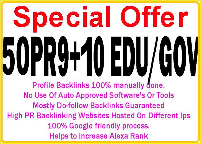 Get 50 Pr9 with 10 Edu/Gov high DA/PA safe google fri...