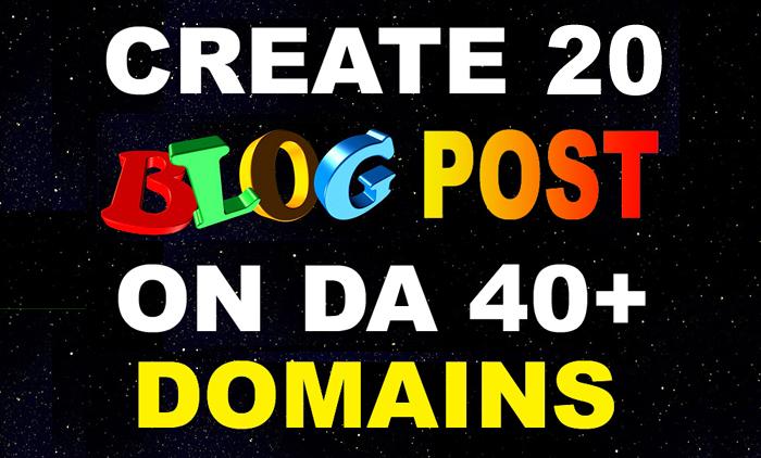 Manually create 20 Web 2.0 Blog Posts on DA 40+ Domai...