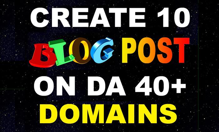 Manually create 10 Web 2.0 Blog Posts on DA 40+ Domai...