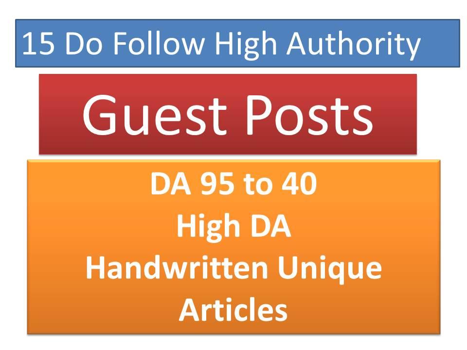 Publish 15 Unique Guest Posts articles on High DA Aut...
