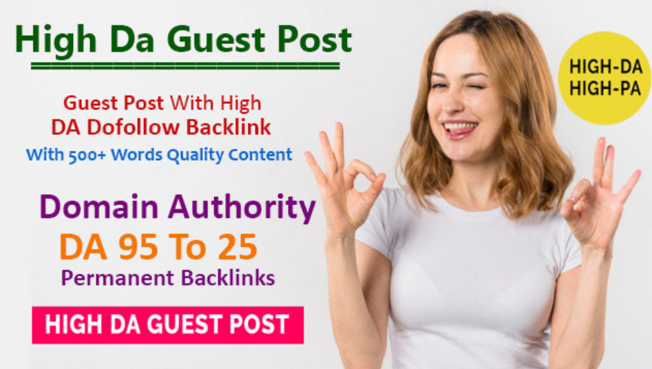 Write & Publish 7 Guest post backlinks on DA 95 t...