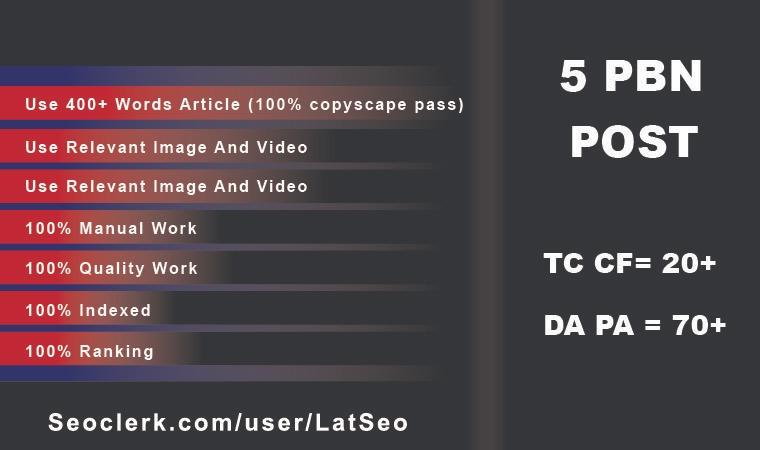 Make 5 PBN Posts DA 70 Plus Homepage Dofollow Backlin...