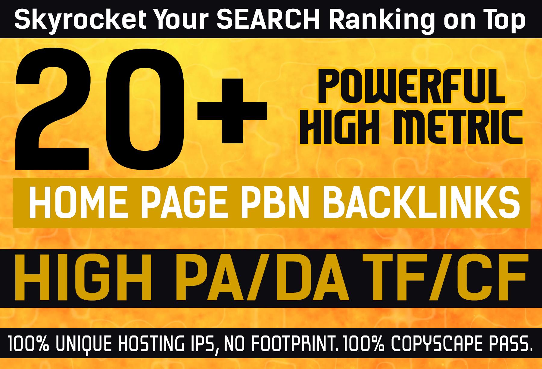 I will create 20 Extreamly powerful homepage pbn back...