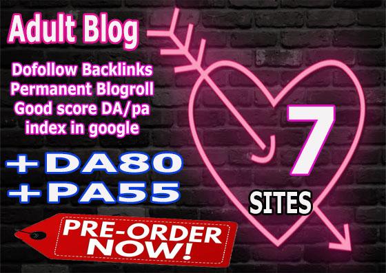 Give you Backlinks da80x10 site adult blogroll perman...