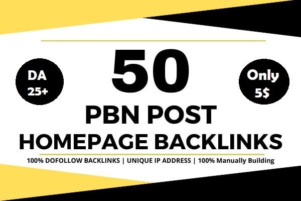Build 50 powerful SEO permanent PBNs backlinks high D...