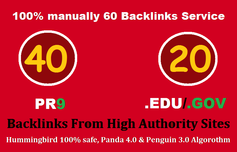 I will manually do 40 PR9 + 20 EDU/GOV Safe SEO High ...