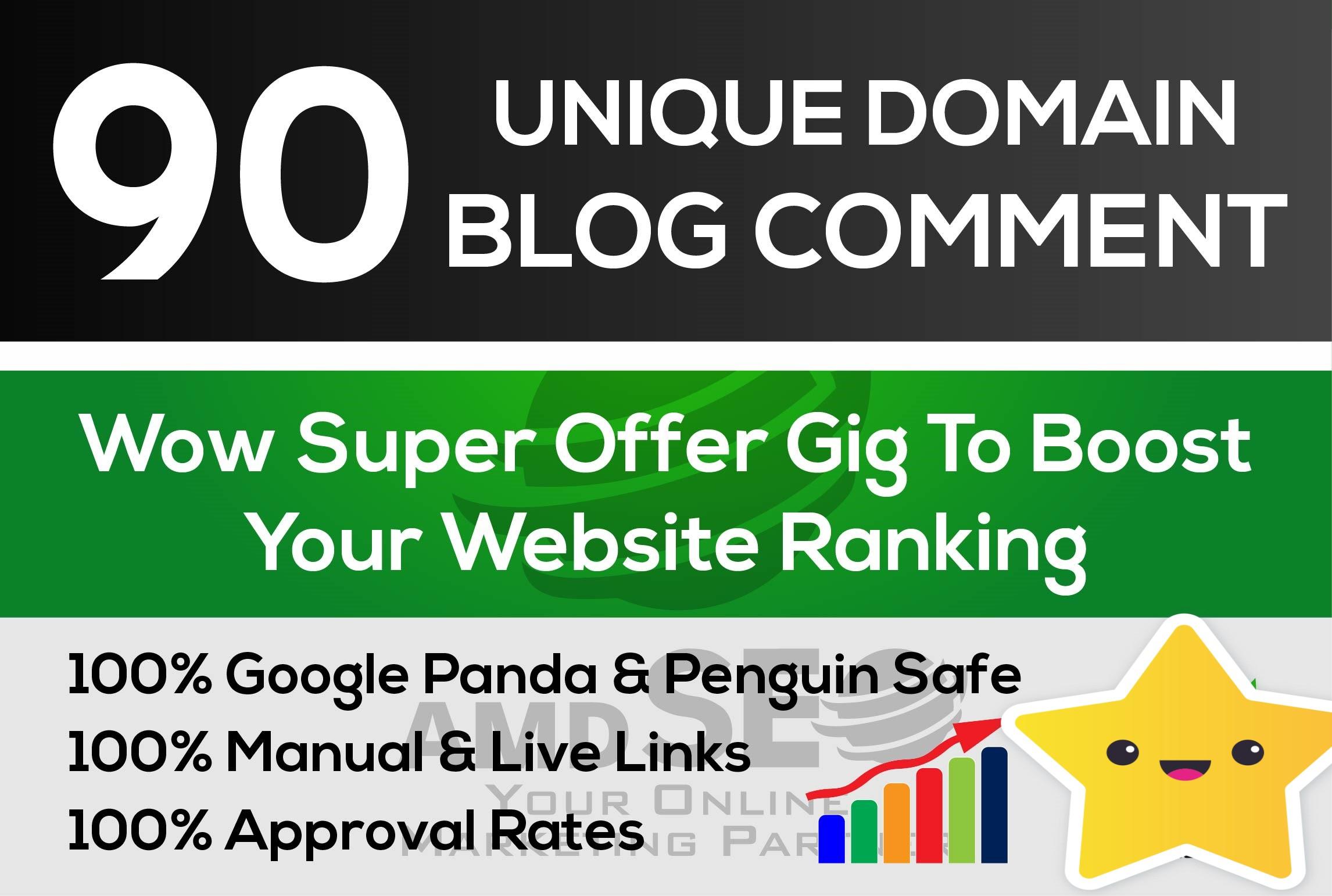 I will 90 SEO unique domains blog comments backlinks ...