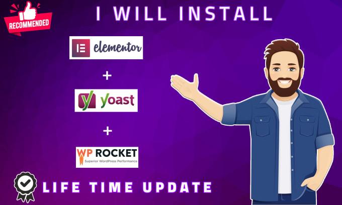 install elementor pro wprocket and yoast premium life...