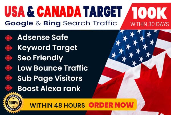 send 100,000 USA, CANADA keyword targeted, organic ...