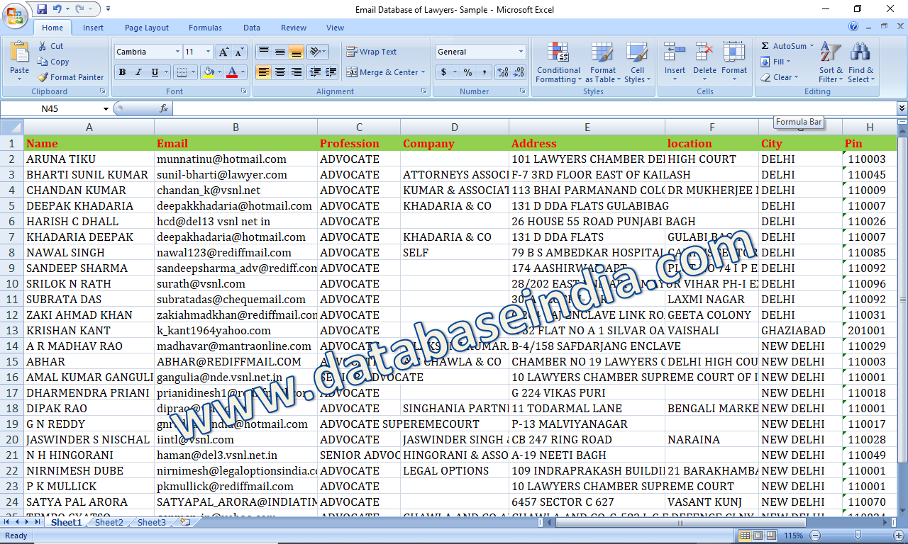 I will provide indian email database of Lawyers &...