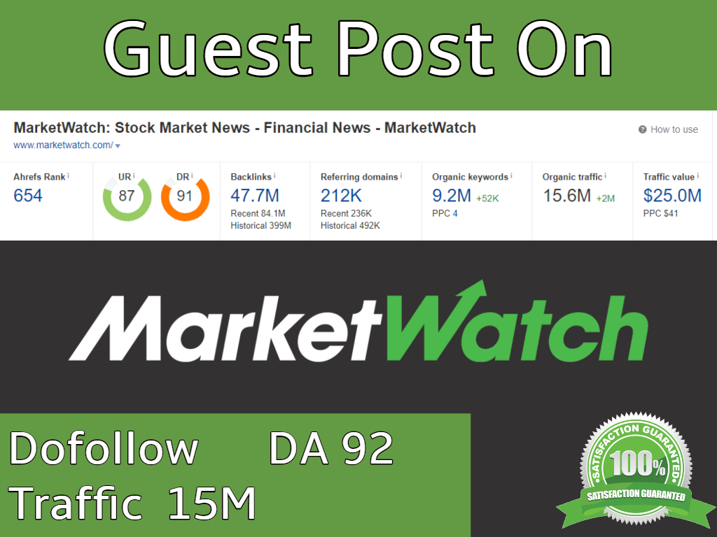 I will do Guest post on marketwatch da 92 traffic 15m