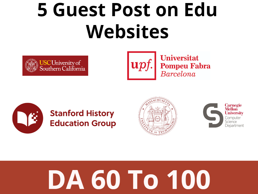 Get 5 Edu guest Post on DA 60 to 100