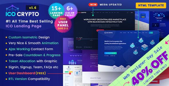 FULL WEBSITE ICO CRYPTO HTML + USER CENTER + PSD + TO...